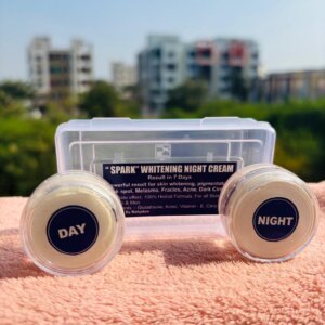 Spark Brightening Day & Night Cream Small Set – 30g Day Cream + 30g Night Cream | Free Kumkumadi Serum & Brightening Soap | Helps Improve the Appearance of Uneven Tone & Dark Spots ✨